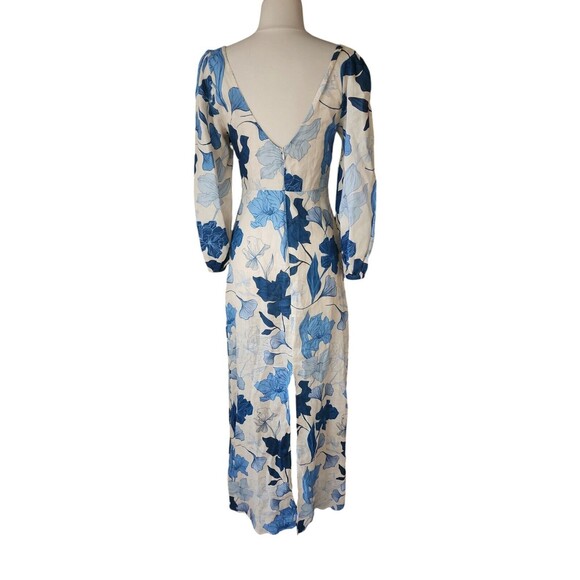 Encantadore Simone Pangui Linen Floral Maxi Dress Womens S V-neck Coastal Resort - Picture 4 of 10